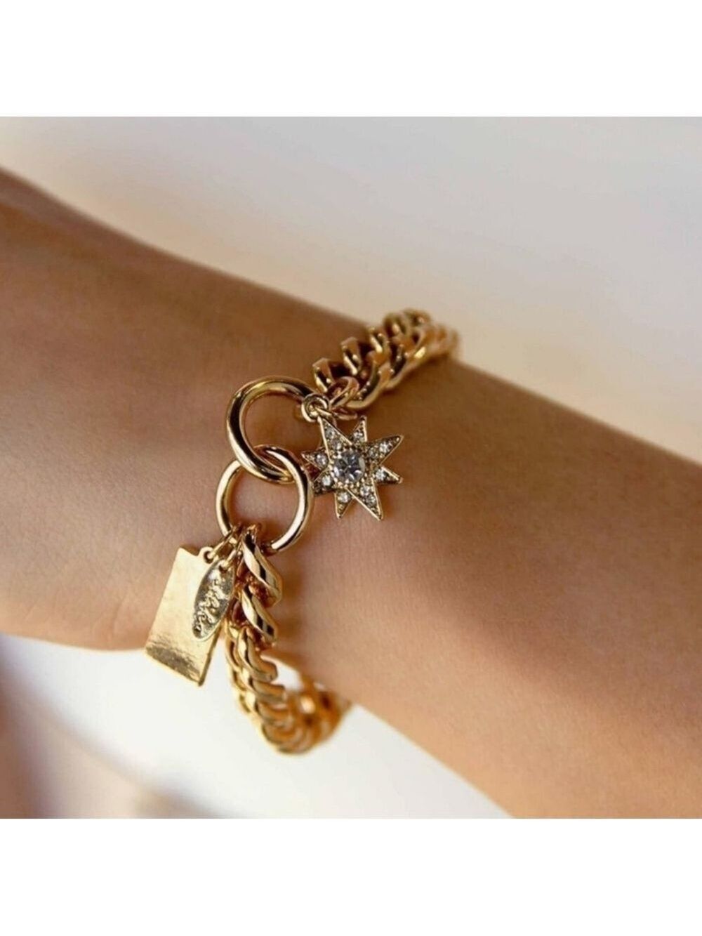 Ettika Starry Charms 18k Gold Plated Chain Link Bracelet - Picture 2 of 7
